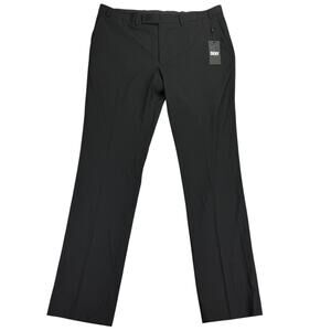 DKNY Mens Modern Fit Stretch Solid Suit Pants Black 38x34